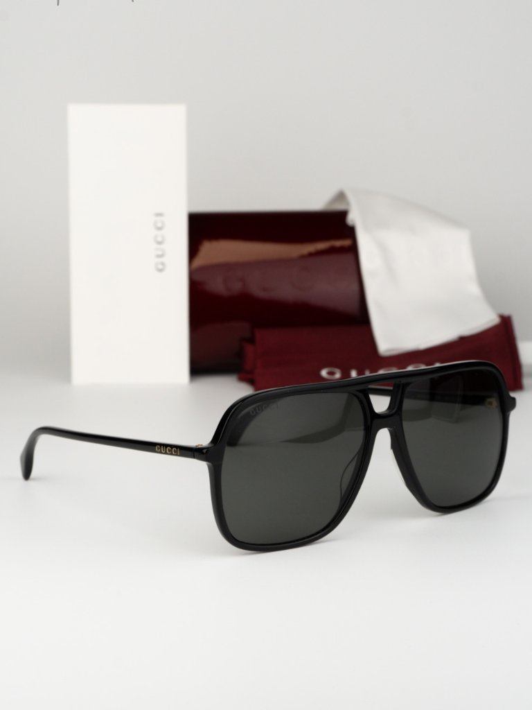 Gucci Women Sunglasses Black Grey Pilot Oversized Gg0545s 001 New Authentic